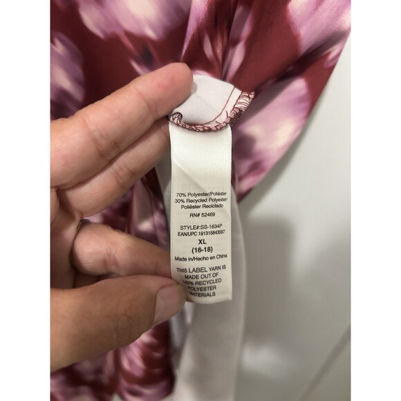 Scoop Women’s Size XL Bodycon Bias Cut Burgundy Floral Sleeveless Modest Dress - Picture 4 of 9